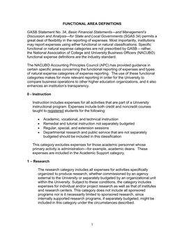 1 FUNCTIONAL AREA DEFINITIONS GASB Statement No. 34, Basic Financial Statements—And Management's Discussion and Analysis—F