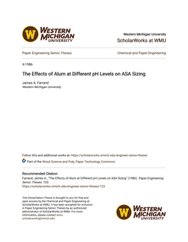 The Effects of Alum at Different Ph Levels on ASA Sizing