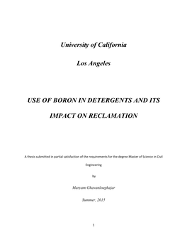 University of California Los Angeles USE of BORON in DETERGENTS