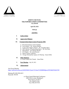 JOINT COUNCIL TRANSPORTATION COMMITTEE Via ZOOM