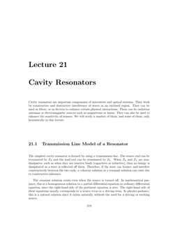 Lecture 21 Cavity Resonators