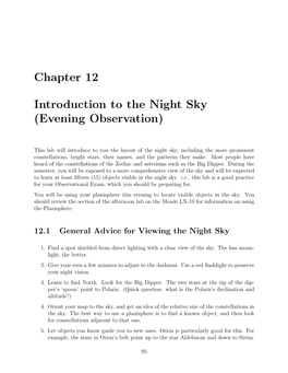 Introduction to the Night Sky (Evening Observation)