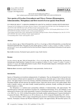 New Species of Exochus Gravenhorst and Trieces Townes (Hymenoptera, Ichneumonidae, Metopiinae) and First Record of Seven Species from Brazil