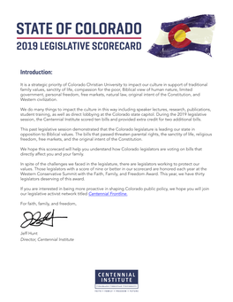 State of Colorado 2019 Legislative Scorecard