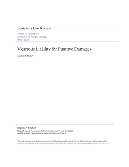 Vicarious Liability for Punitive Damages Michael F