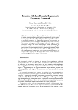 Towards a Risk-Based Security Requirements Engineering Framework