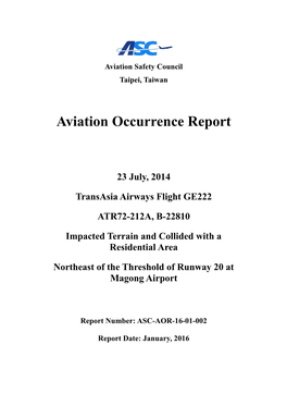 Aviation Occurrence Report