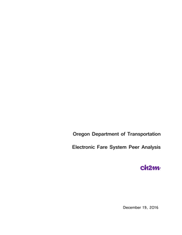 Oregon Department of Transportation Electronic Fare System Peer Analysis