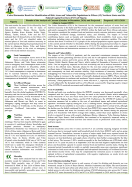 Cadre Harmonize Result for Identification of Risk Areas and Vulnerable Populations in Fifteen (15) Northern States and the Feder