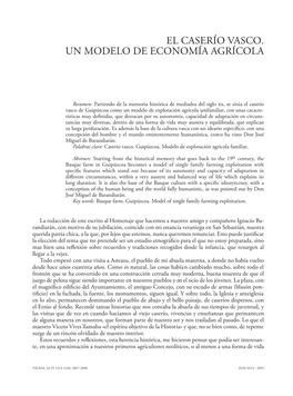 El Caserío Vasco. Un Modelo De Economía Agrícola
