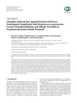 Clozapine-Induced Late Agranulocytosis and Severe