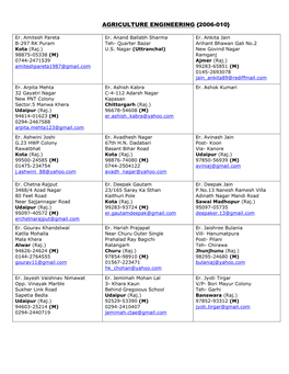 Agriculture Engineering {2006-010}