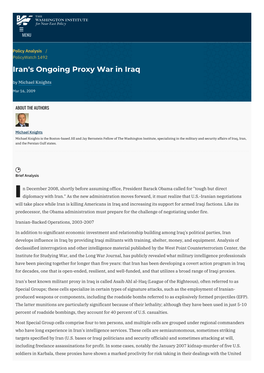 Iran's Ongoing Proxy War in Iraq | the Washington Institute