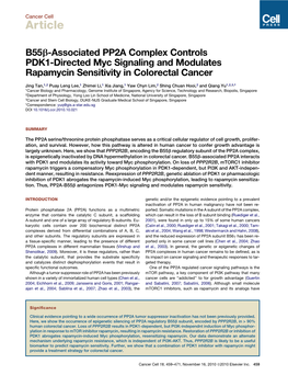 B55Β-Associated PP2A Complex Controls PDK1-Directed