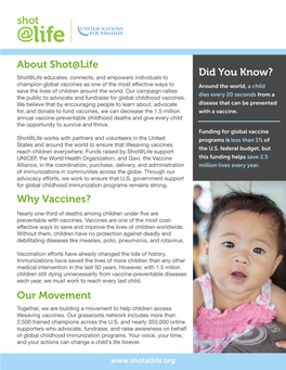 About Shot@Life Why Vaccines? Our Movement Did You Know?