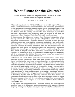 What Future for the Church?