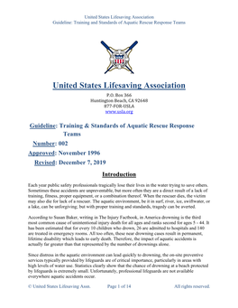 USLA Guidelines for Aquatic Rescue Response Teams