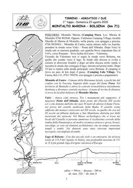 MONTALTO MARINA – BOLSENA (Km 71)