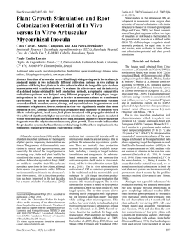 Plant Growth Stimulation and Root Colonization Potential of in Vivo