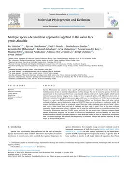 Multiple Species Delimitation Approaches Applied to the Avian Lark Genus Alaudala