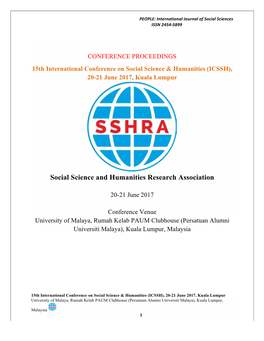 SSHRA International Conference, Kuala Lumpur, June 2017