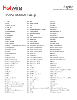 Choice Channel Lineup