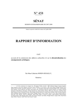 La Décentralisation Des Enseignements Artistiques