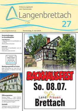 Mitteilungsblatt Der Gemeinde