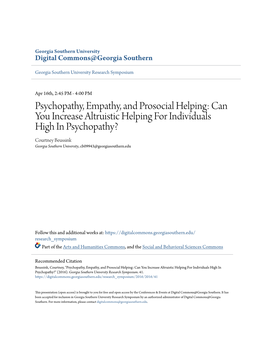 Psychopathy, Empathy, and Prosocial Helping: Can You Increase