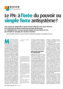 Le FN : À L’Orée Du Pouvoir Ou Simple Force Antisystème ?