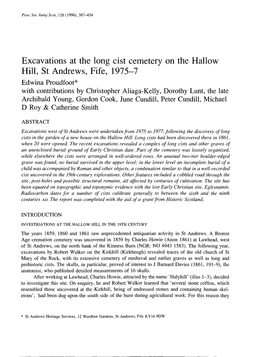 Excavations at the Long Cist Cemetery on the Hallow Hill, St Andrews, Fife