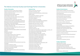 The Hebrew University Faculty-Level Exchange Partner Universities