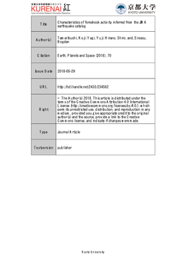 Title Characteristics of Foreshock Activity Inferred from The