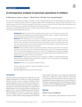 A Retrospective Analysis of Pancreas Operations in Children