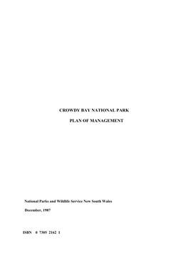 Crowdy Bay National Park Plan of Managementdownload