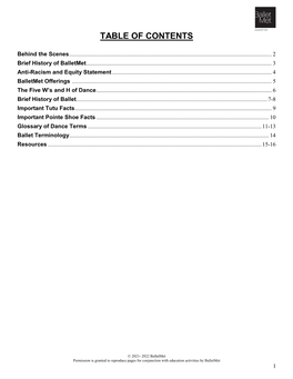 Table of Contents