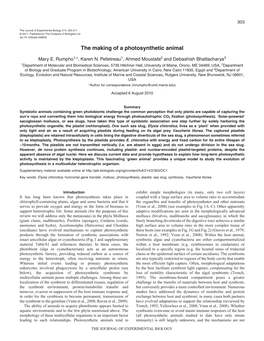 The Making of a Photosynthetic Animal