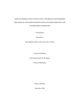 Surface Modification of Poly(Vinyl Chloride) by Physisorbed