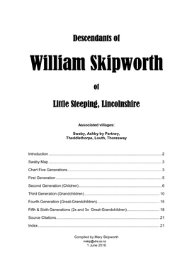Skipworths Descended from William of Little Steeping at Ashby and Swaby