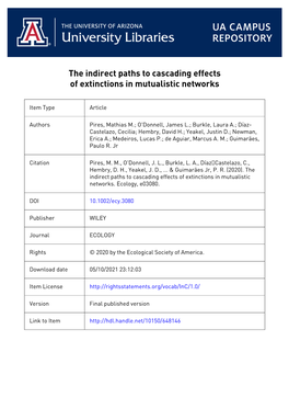 The Indirect Paths to Cascading Effects of Extinctions in Mutualistic Networks