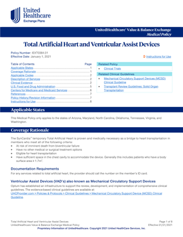 Total Artificial Heart and Ventricular Assist Devices