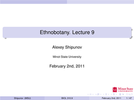 Ethnobotany. Lecture 9