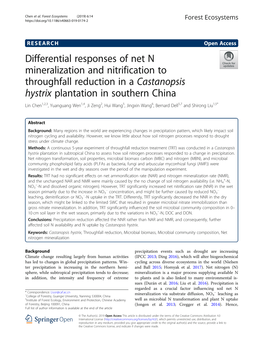 Differential Responses of Net N Mineralization and Nitrification To