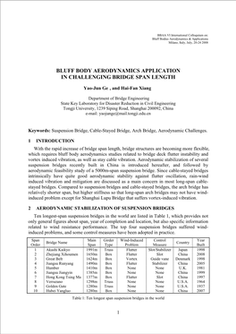 Bluff Body Aerodynamics Application in Challenging Bridge Span Length