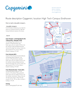 Route Eindhoven High Tech Campus Engels