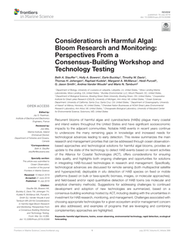 Considerations in Harmful Algal Bloom Research and Monitoring: Perspectives from a Consensus-Building Workshop and Technology Testing