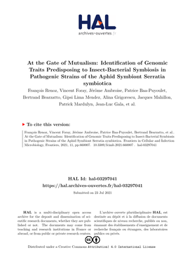 Identification of Genomic Traits Predisposing to Insect-Bacterial