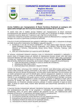 COMUNITÀ MONTANA GRAN SASSO Regione Abruzzo Gestione Commissariale L.R