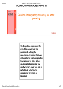 Guidelines for Slaughtering, Meat Cutting and Further Processing