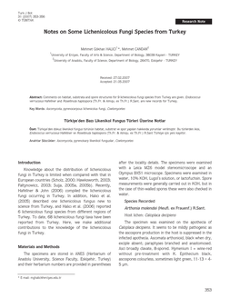 Notes on Some Lichenicolous Fungi Species from Turkey